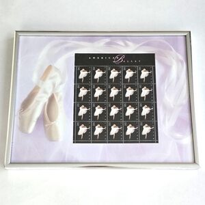 American Ballet Stamps Print With Toe Shoes and Ballerinas - Black and Pink